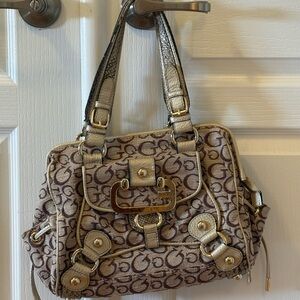 Stylish Brown and Gold Guess Handbag